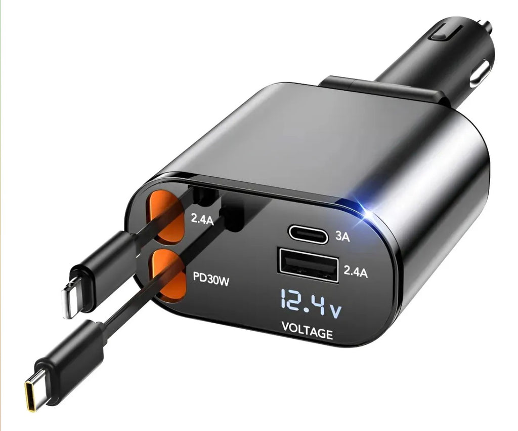 Cargador Retráctil para Auto USB-C 12V
