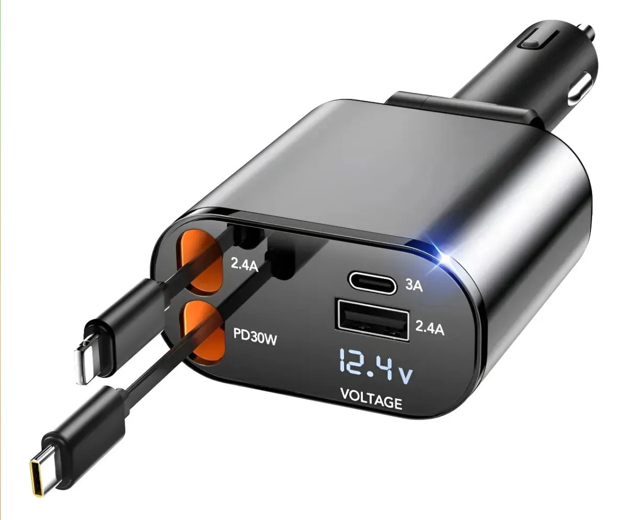 Cargador Retráctil para Auto USB-C 12V