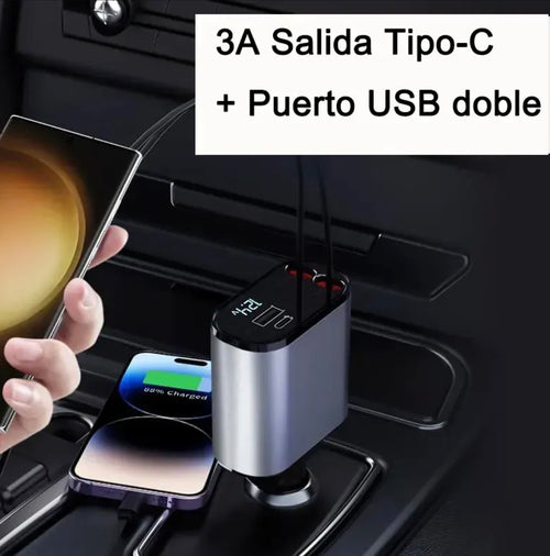 Cargador Retráctil para Auto USB-C 12V