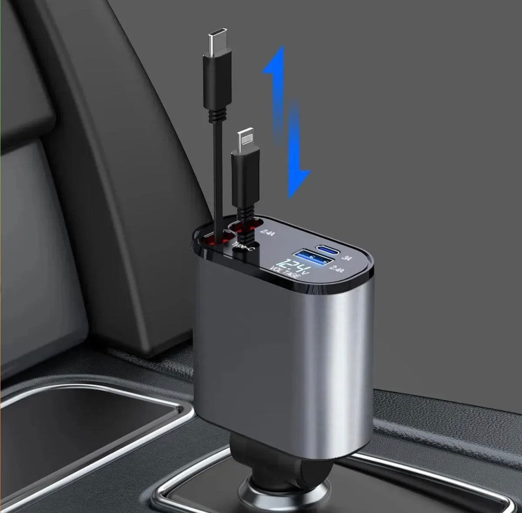 Cargador Retráctil para Auto USB-C 12V